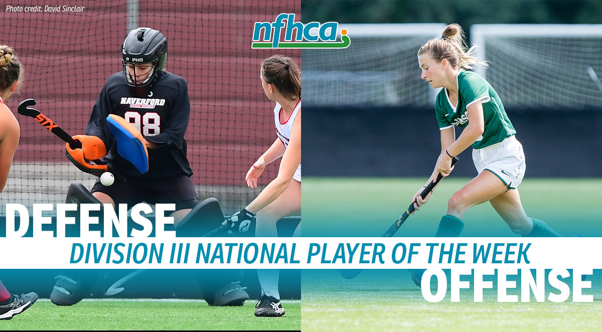 2021 NFHCA Division III National Players of the Week Lauren Curley from Babson and Hannah Roth from Haverford