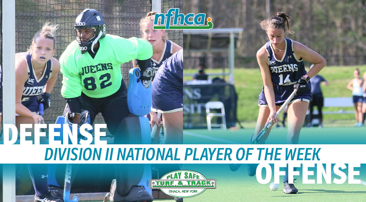 division II national player of the week queens field hockey players